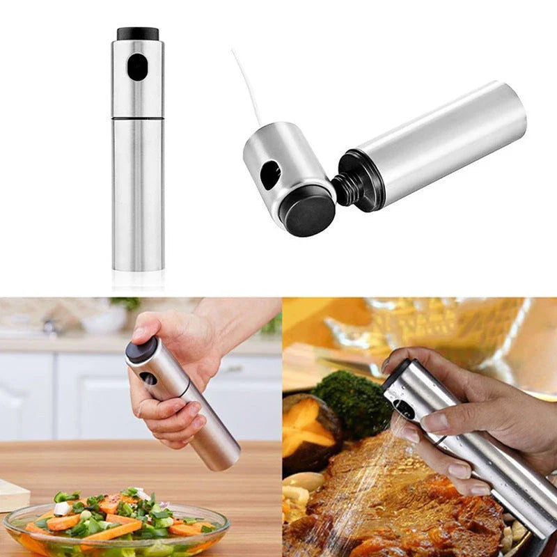 Stainless steel cooking spray oil mister for even oil distribution and controlled usage