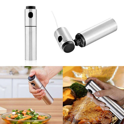 Stainless steel cooking spray oil mister for even oil distribution and controlled usage