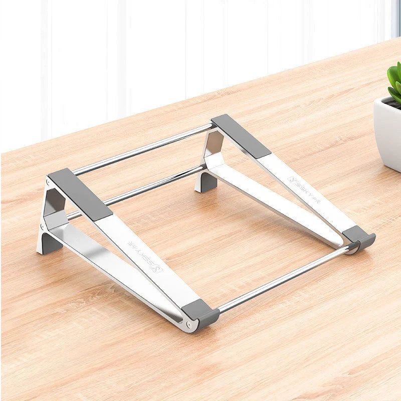 Aluminium alloy laptop stand with non-slip silicone pads in Space Grey and Aurora Silver