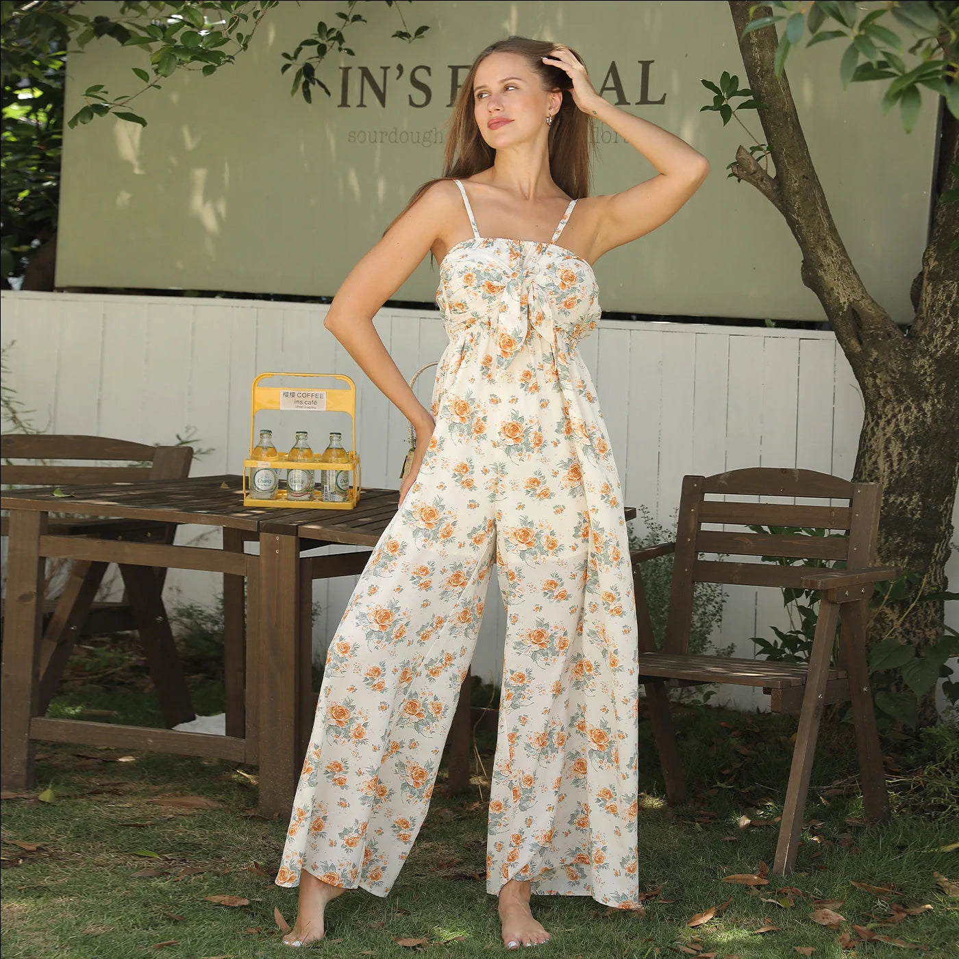 Women's simple printed polyester dress in white, available in sizes S to 4XL