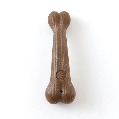 Small breed dog chew toy with dental cleaning features in antler design