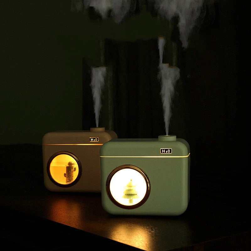 USB Camera-Shaped Desktop Humidifier with night light and aromatherapy function
