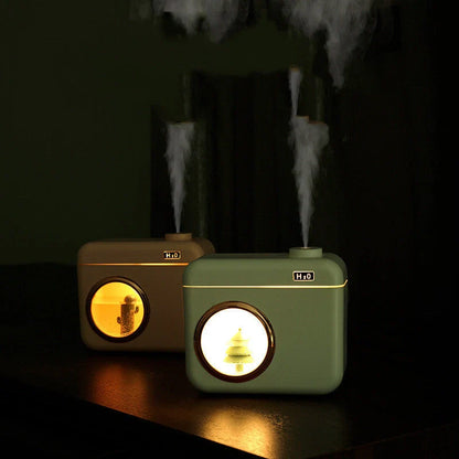 USB Camera-Shaped Desktop Humidifier with night light and aromatherapy function