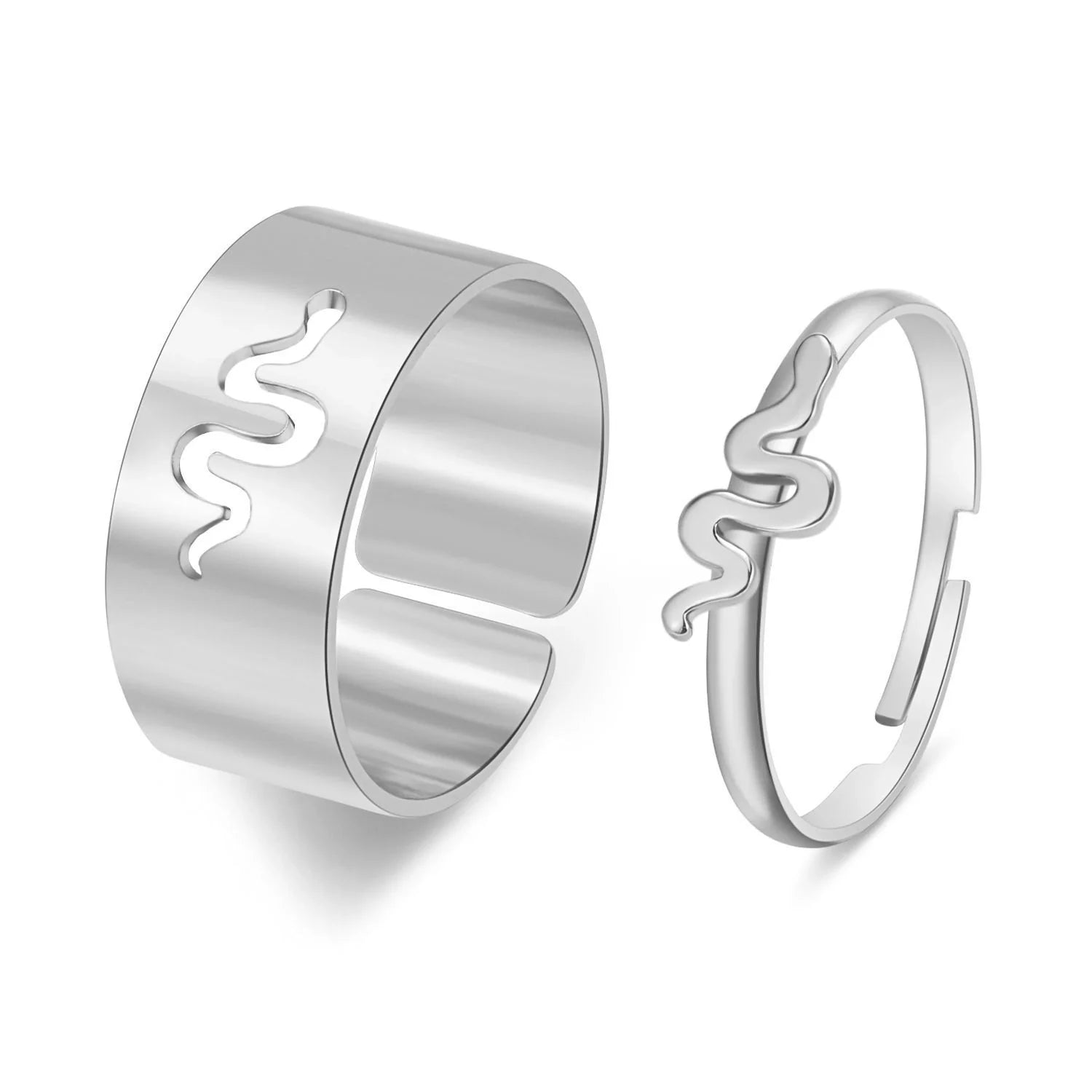 Punk style adjustable butterfly couple rings in gold and silver