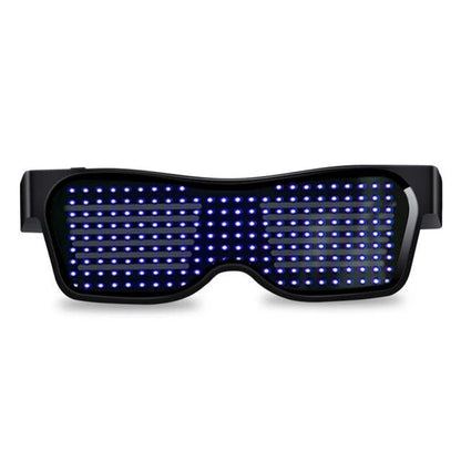 Multicolor LED party glasses with dynamic flashing light effects, suitable for various events and celebrations