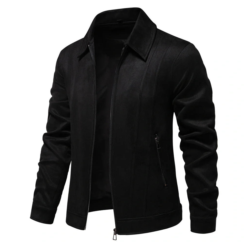 Men's suede lapel zipper jacket in various colours for autumn and winter wear