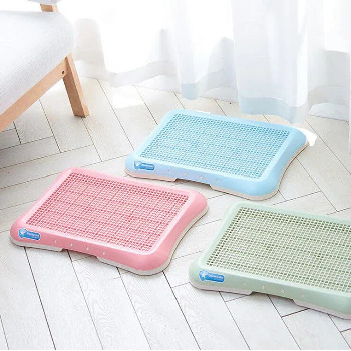 Premium pet toilet in blue, light green, and pink colours for hassle-free puppy training in the UK