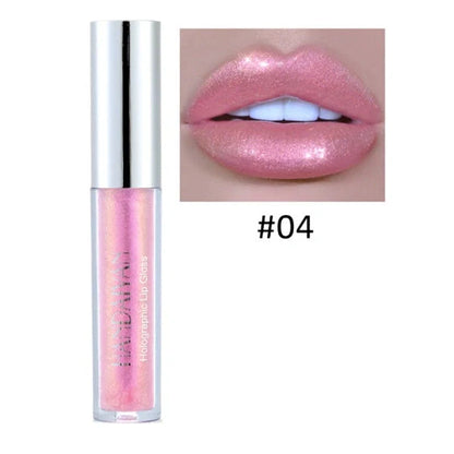 Polarized lip gloss in six vibrant shades, showcasing high-shine finish and vitamin E enrichment