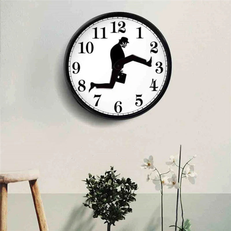 Silent European-style wall clock in black and white options