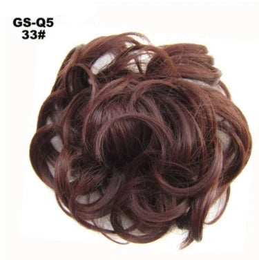 Synthetic wavy curly messy hair bun for women, 12cm diameter, high temperature wire