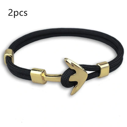 Anchor Bracelet featuring a nautical symbol on a cotton-linen rope