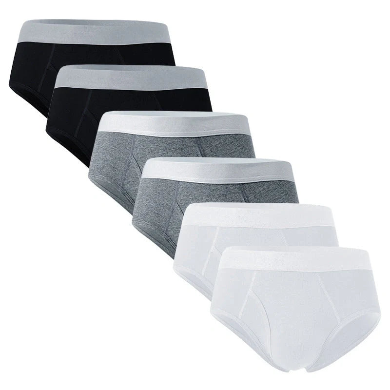 Men's summer cotton triangle pants in black, dark grey, and white