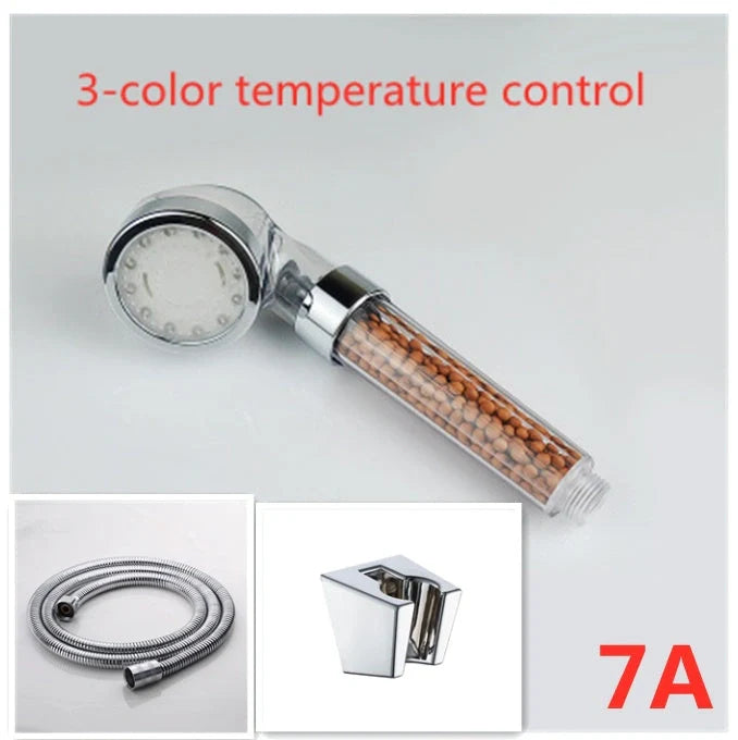 Color Changing LED Shower Head with temperature display and high-pressure flow