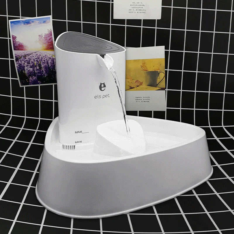 1.5L automatic pet water fountain with LED light and 4-layer filter