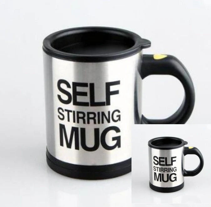 304 stainless steel self-stirring mug with magnetic mixer in various colours