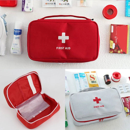 Large empty first aid kit in red, made from durable 600D Oxford cloth for outdoor and travel use