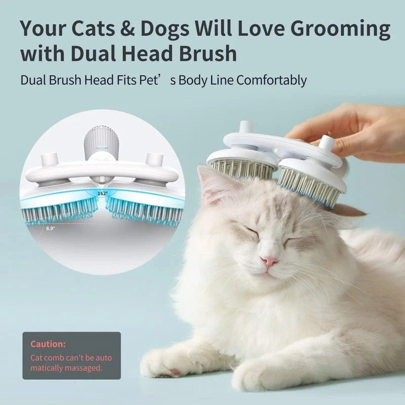 Double-headed negative ion pet brush with self-cleaning feature in various colours