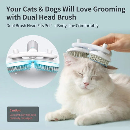 Double-headed negative ion pet brush with self-cleaning feature in various colours