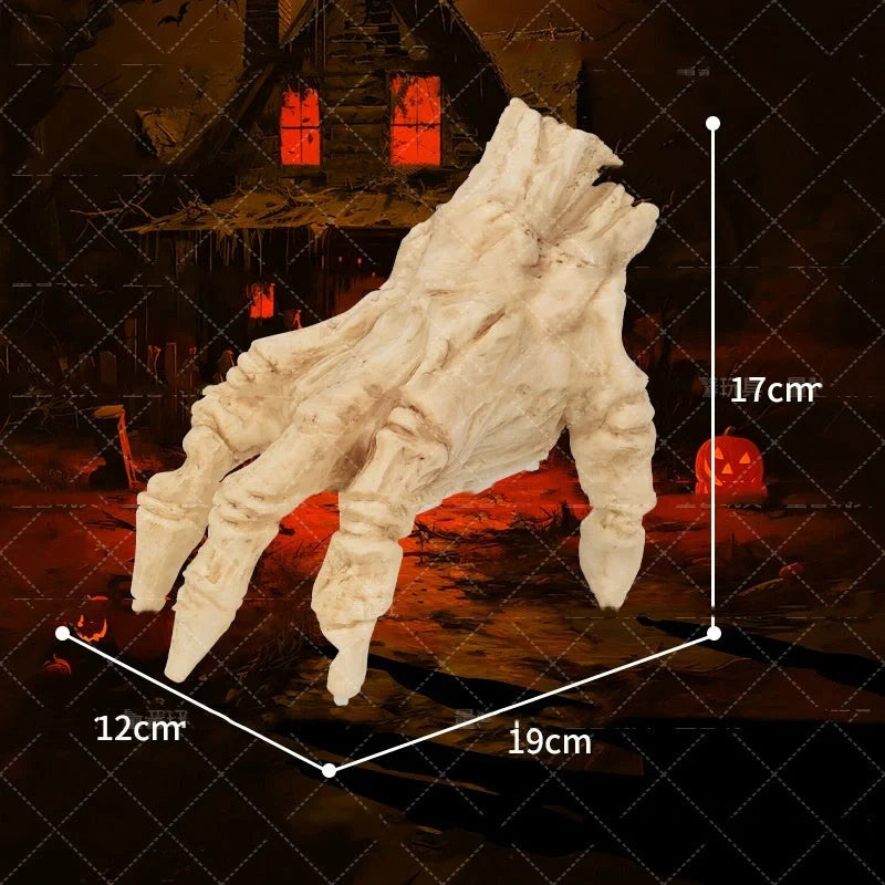 Realistic glowing zombie hand Halloween decoration with spooky sound and movement