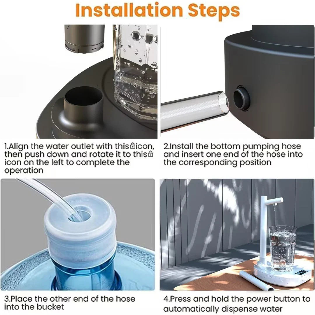 Rechargeable electric water dispenser with smart 8-stage capacity selection, hands-free operation, and extended water pipe for versatile use