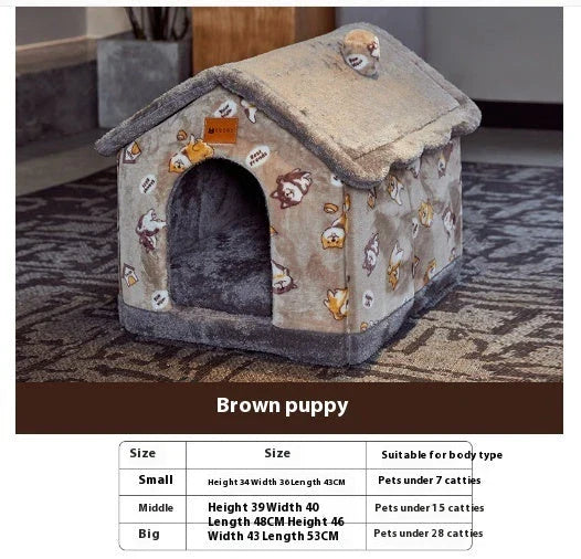 Cozy pet hideaway: Plush, foldable dog house and cat bed in various stylish designs