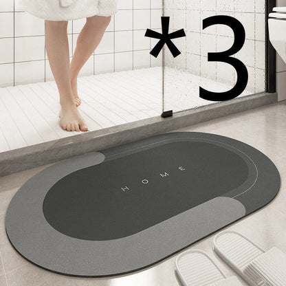 Plush, machine-woven bathroom mat with non-slip surface, available in rectangle and oval shapes in a variety of colours.