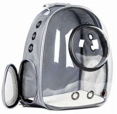 Premium transparent pet carrier backpack with side-entry door and breathable design for cats up to 12 kg