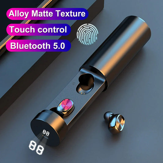 Wireless Bluetooth 5.0 earbuds with 8D HIFI surround sound, ergonomic design, and sweat-resistant construction for music, gaming, and active lifestyles.