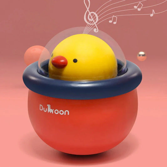 Adorable chicken-shaped tumbler rattle toy with music bells for infant play and development