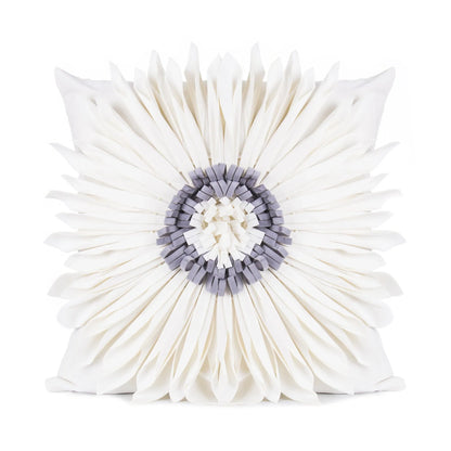 Decorative throw pillows in various colours featuring 3D chrysanthemum embroidery on a velvet surface