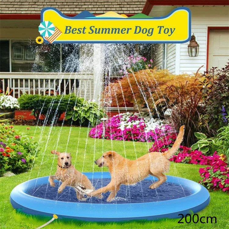 Refreshing splash pad for kids and pets, backyard water play mat with sprinklers