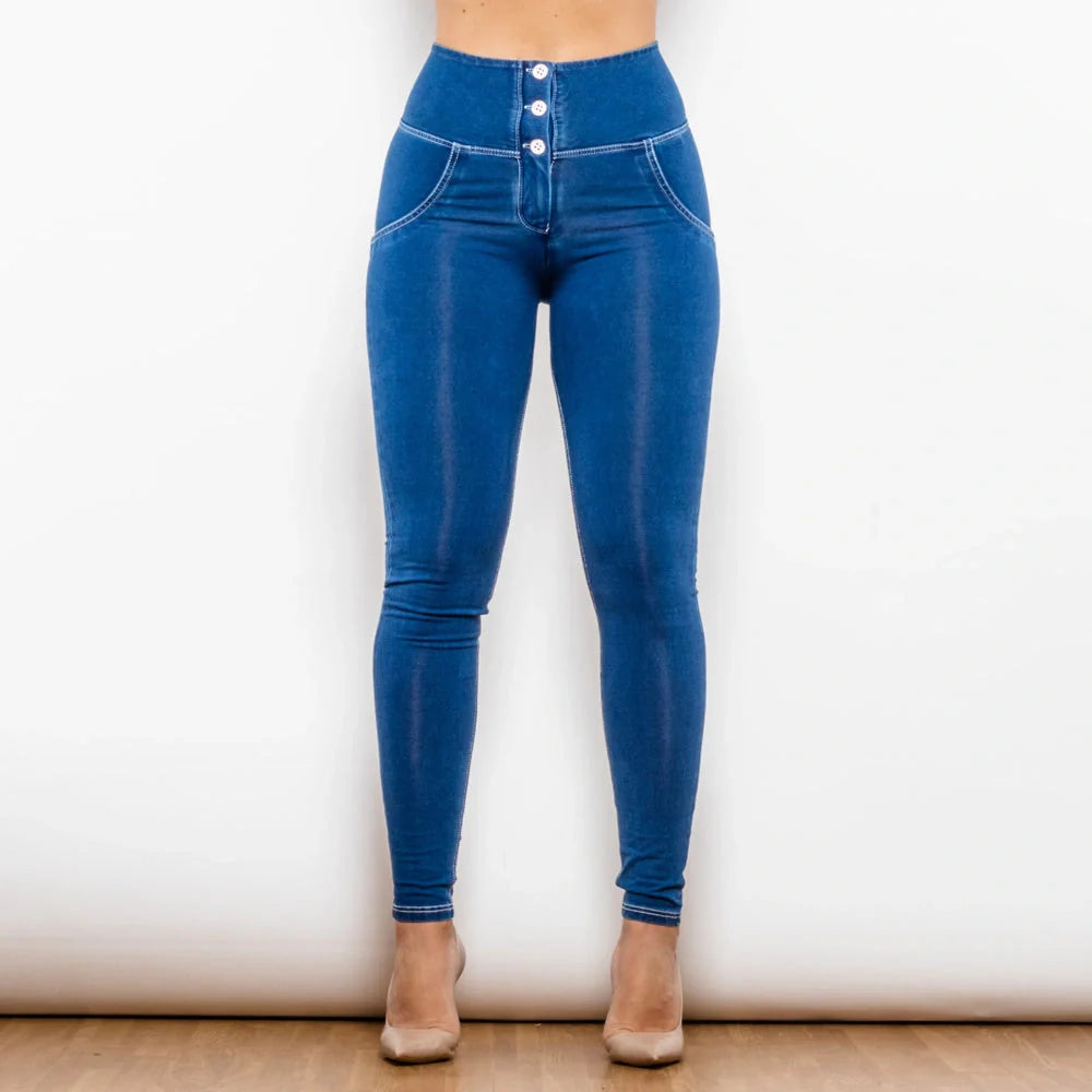 Shascullfites Melody High Waist Jeans in dark blue with butt lifting effect