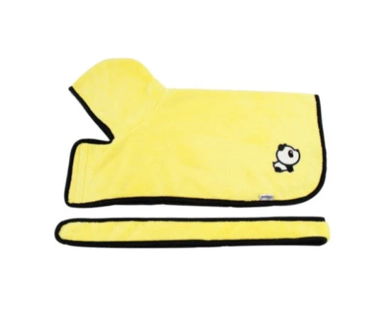 Premium microfiber pet drying bathrobe with adjustable strap and soft lining for superior comfort and absorbency