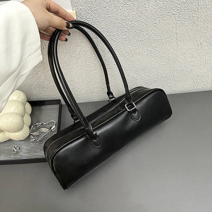 Stylish retro PU women's stick bag in white, silver, black, and brown for leisure and daily use