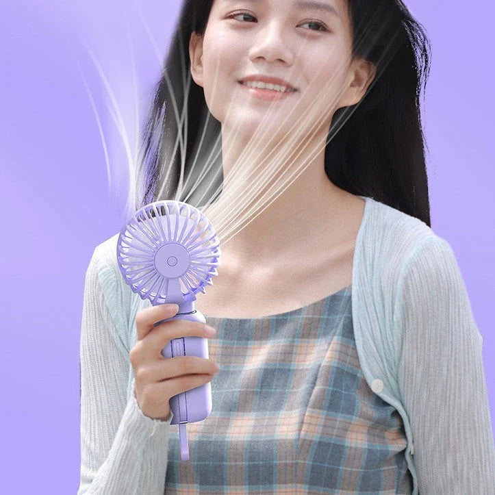 Rechargeable 2-in-1 handheld fan with power bank in various colors - a versatile cooling and charging solution for home, office, and travel