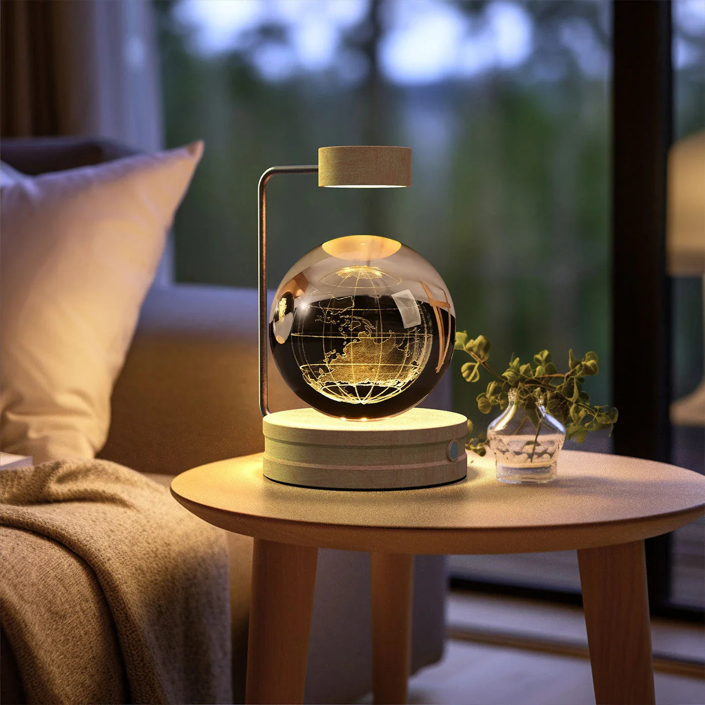 Enchanting crystal ball night light with cosmic designs, creating a warm and soothing ambiance in any room.