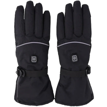 Rechargeable heated gloves with adjustable temperature control, non-slip leather palm, and breathable velvet lining