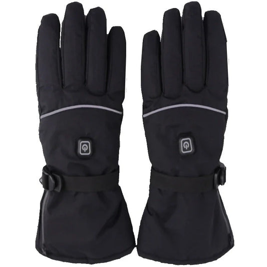 Rechargeable heated gloves with adjustable temperature control, non-slip leather palm, and breathable velvet lining