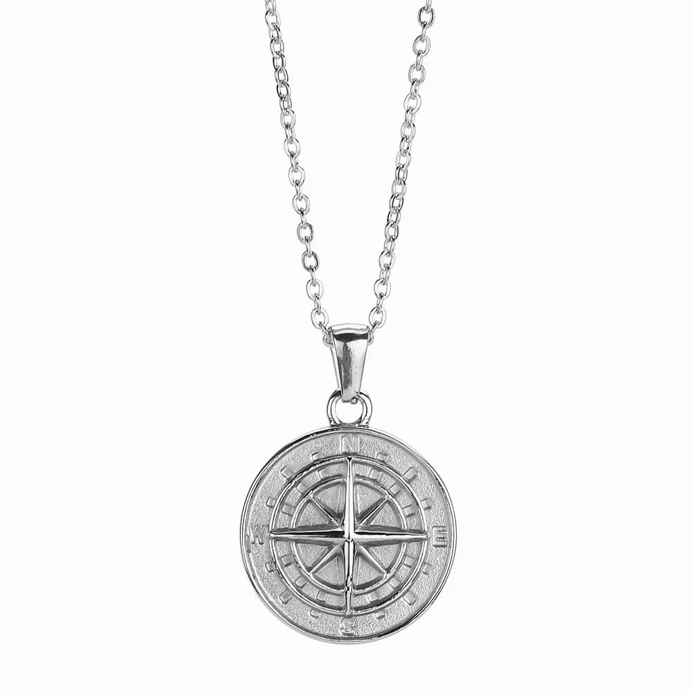 Elegant Stainless Steel Compass Necklace in gold and silver designs