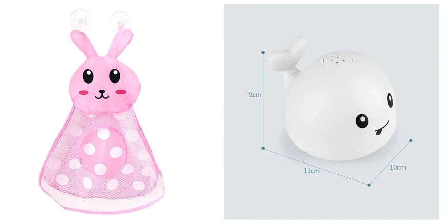 Electric induction whale spray toy for baby bath time with automatic water spray and lights