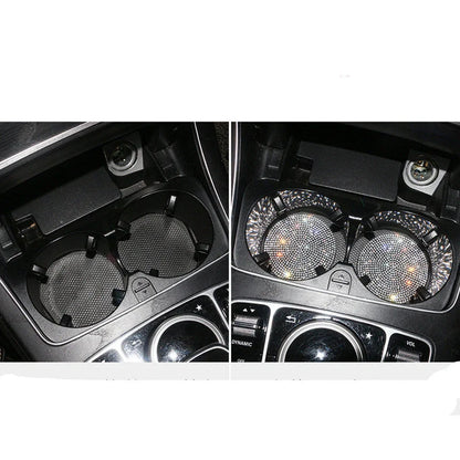 Universal anti-slip silicone cup holder insert with crystal rhinestone design for cars