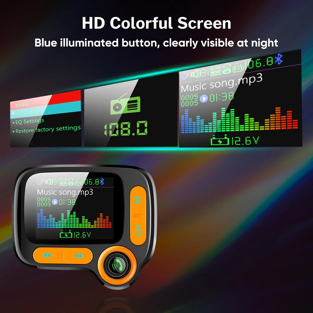 Car Bluetooth Multi-Function Player with large colour screen and quick charge feature
