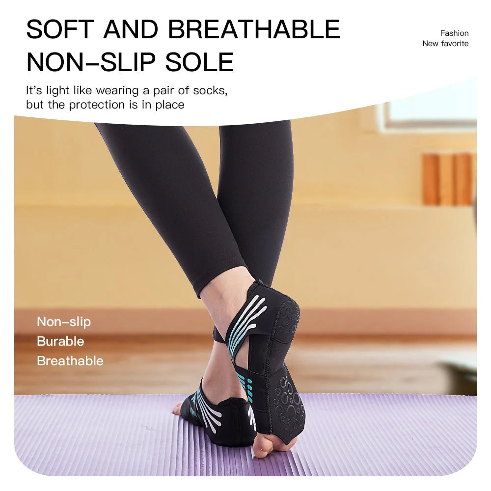 Professional Non-slip Gym Yoga Shoes in black, green, and rose red with anti-slip silicone sole