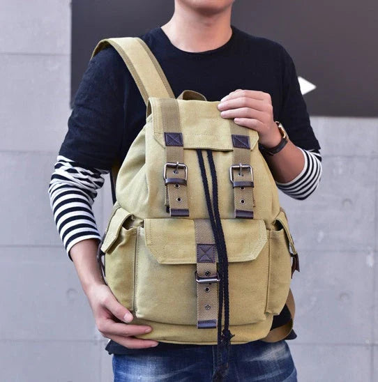 Premium canvas backpack with spacious compartments, comfortable padded straps, and a versatile, stylish design for urban adventures.