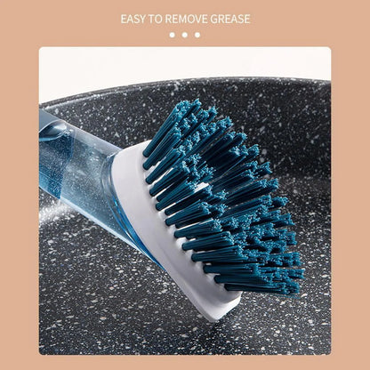 Multifunctional dish brush with soap dispenser and non-slip grip for efficient kitchen cleaning