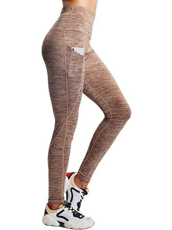 Women's lightweight mesh yoga pants with pockets in various colours