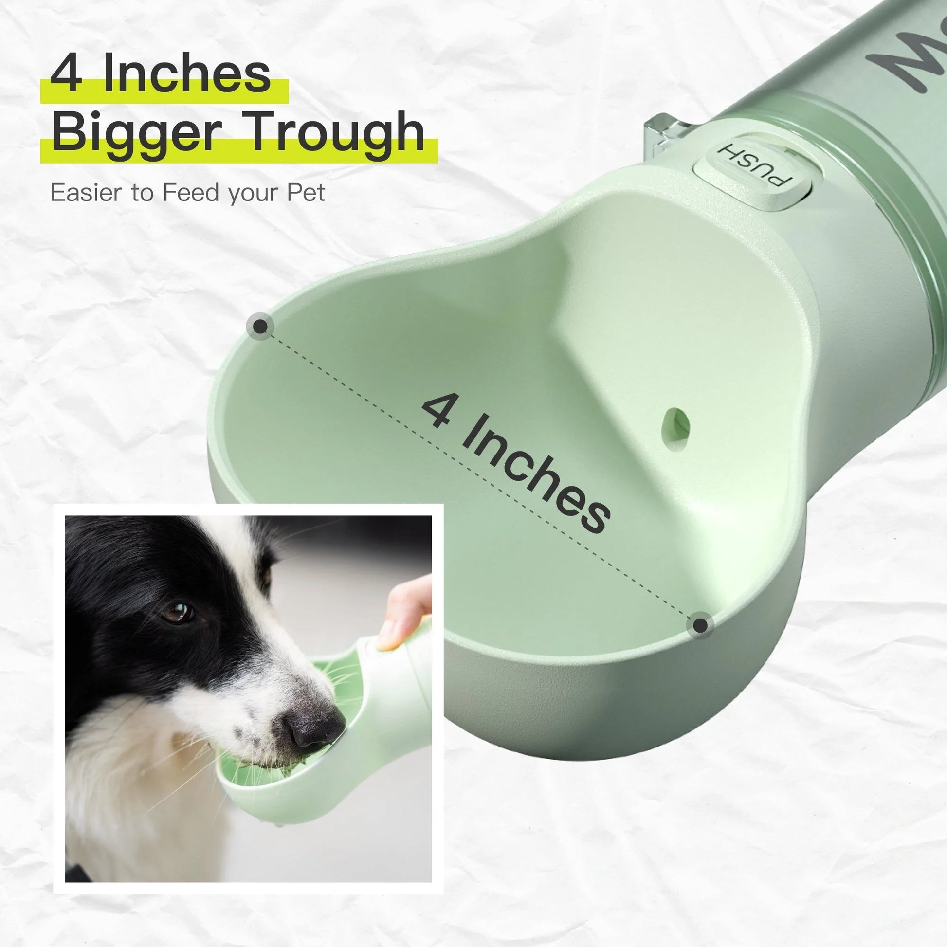 Mewoofun 2-in-1 leak-proof pet water bottle with adjustable strap and poop bag storage