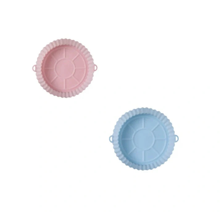 Round silicone baking tray mat for air fryer in various colours