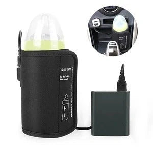 NewbornQueen™ USB Baby Bottle Warmer in black, portable and safe for warming baby's milk