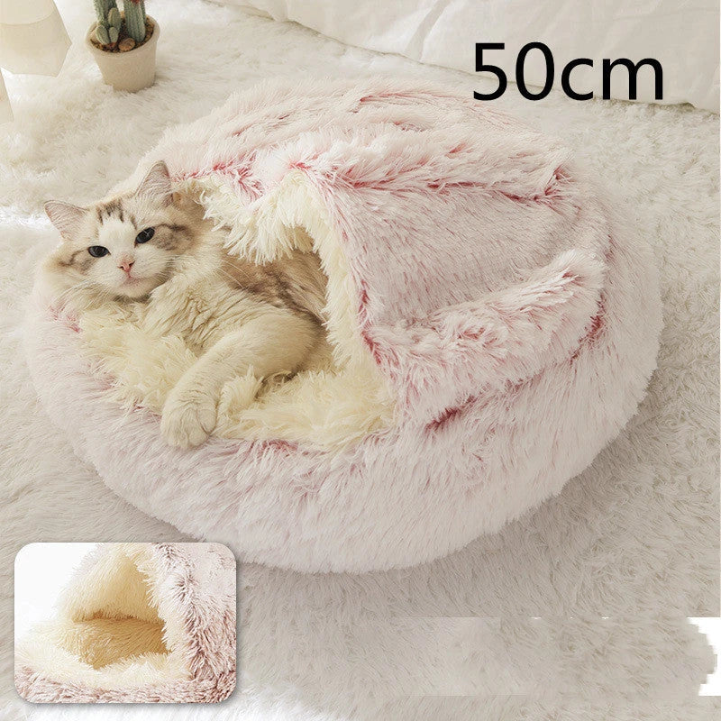 Cozy and comfortable 2-in-1 pet bed for cats and dogs, featuring plush, warm, and soft materials